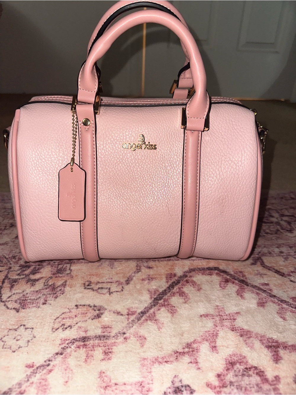 Powder pink Rowan speedy style Boston duffle compass satchel handbag crossbody